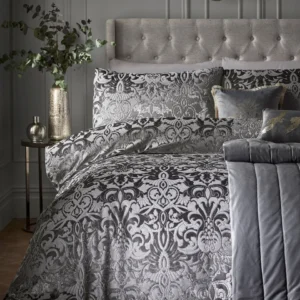 Luxury Velvet Firenza Slate King Quilt Set – 230×220cm –