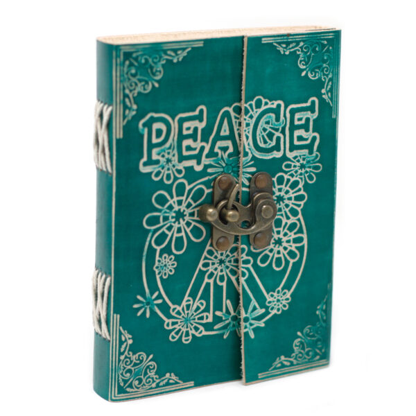 Leather Green Peace with Lock Notebook (7x5") - Image 4