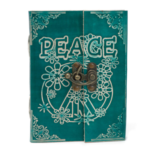 Leather Green Peace with Lock Notebook (7x5") - Image 5