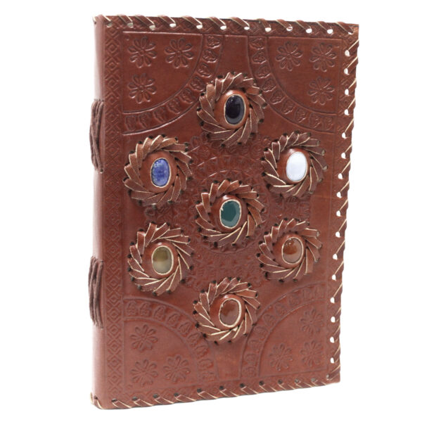 Leather Chakra Stone Notebook (6x9") - Image 2