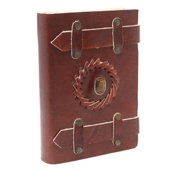 Leather Tigereye with Belts Notebook (6x4") - Image 2