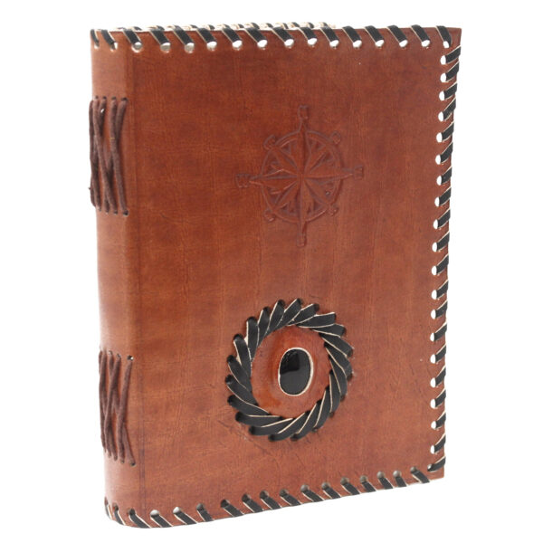Leather Notebook Black onyx & Compas Notebook (7x5") - Image 2