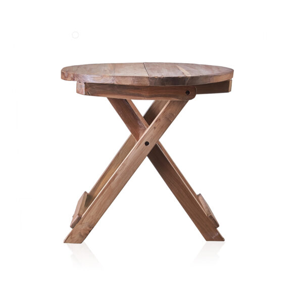 Round Folding Coffee Table - 50cm - Recycled Wood - Image 3