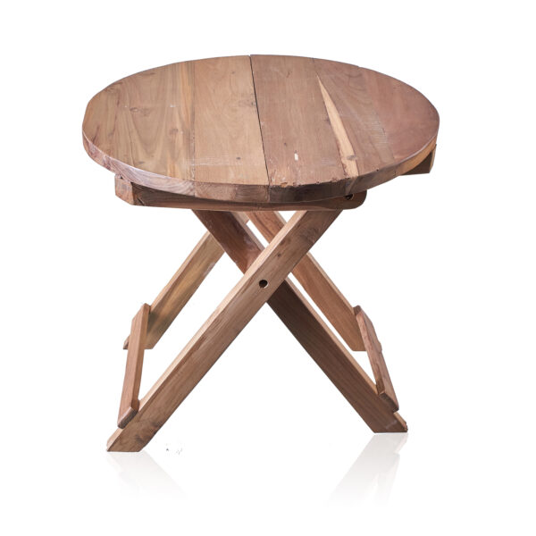 Round Folding Coffee Table - 50cm - Recycled Wood - Image 4