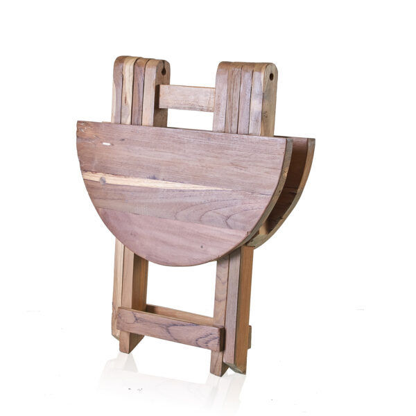 Round Folding Coffee Table - 50cm - Recycled Wood - Image 6