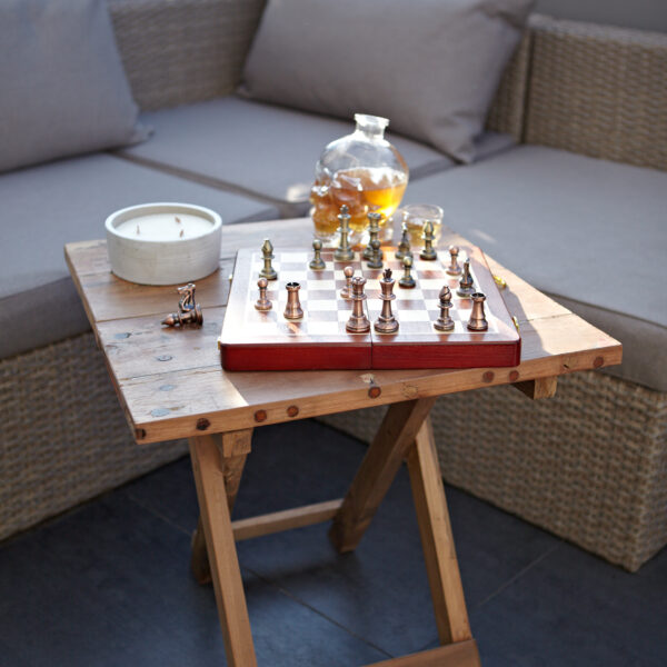 Square Folding Coffee Table - 50cm - Recycled Wood - Image 3