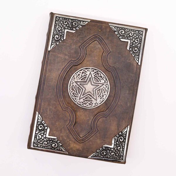 Heafty Brown Tan Book - Zinc Pentagon Decor - 200 Deckle Edges Pages - 26x18cm - Image 2