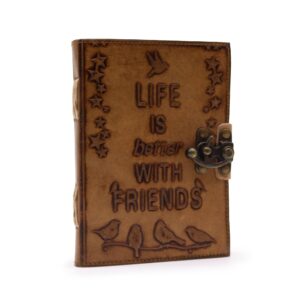 Leather Journel - Plain Paper -  Life is Better with Friends