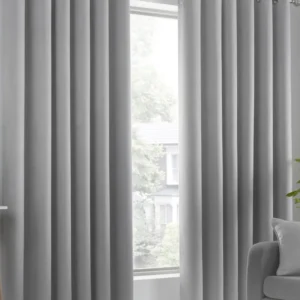 Fusion STRATA Silver Eyelet Door Curtains – 168×213cm