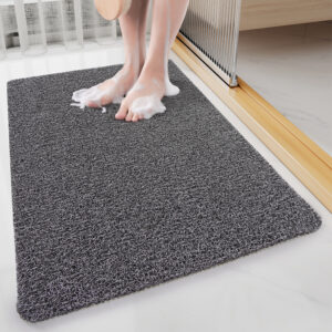 Dark Grey Non-Slip PVC Loofah Shower Mat – Anti-Mould, Quick Dry, 60x40cm