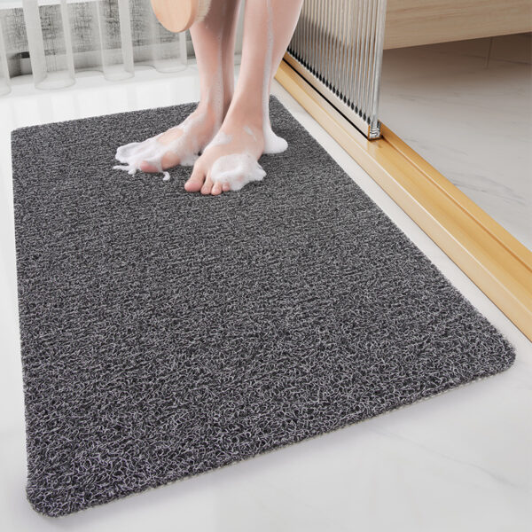 Dark Grey Non-Slip PVC Loofah Shower Mat – Anti-Mould, Quick Dry, 60x40cm