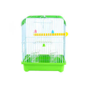 Small Bird Cages 22cm x 27cm x 16cm for Canaries, Budgies, Finches, Metal, Accessories - Green