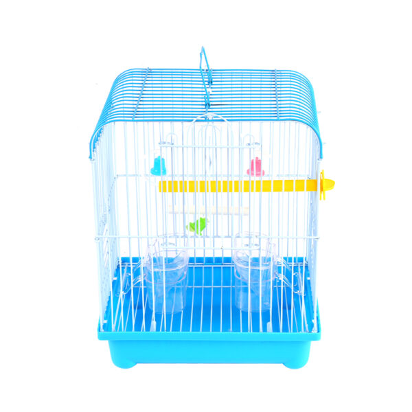 Small Bird Cages 22cm x 27cm x 16cm for Canaries, Budgies, Finches, Metal, Accessories - Blue