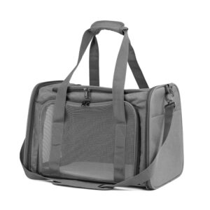 Large Pet Carrier Bag Soft Fabric Fold Portable Travel Puppy Cat Bag - Grey