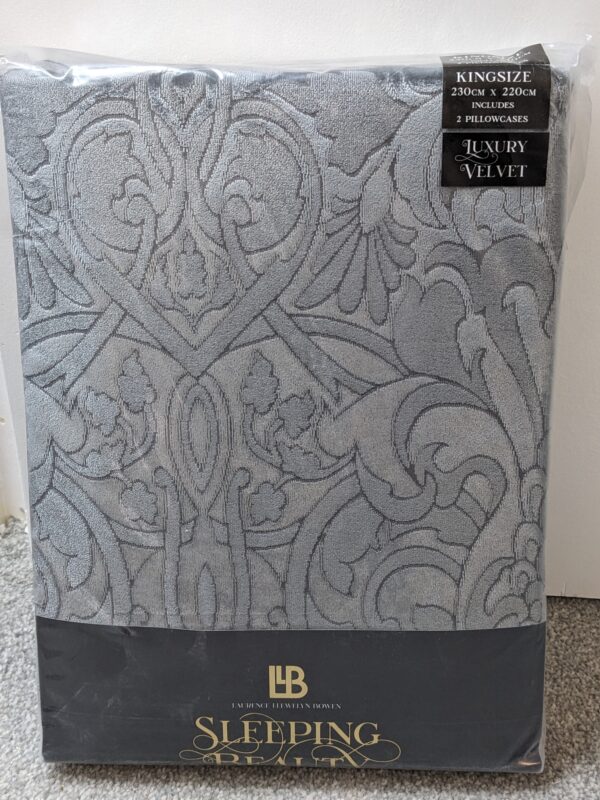 Luxury Velvet Firenza Slate King Quilt Set – 230×220cm –