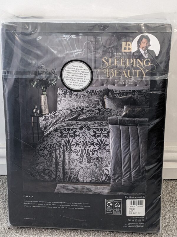 Luxury Velvet Firenza Slate King Quilt Set – 230×220cm –