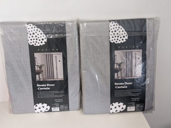 2X Fusion STRATA Silver Eyelet Door Curtains – 168×213cm – Dim-Out Panels – RRP £50+ - Image 3