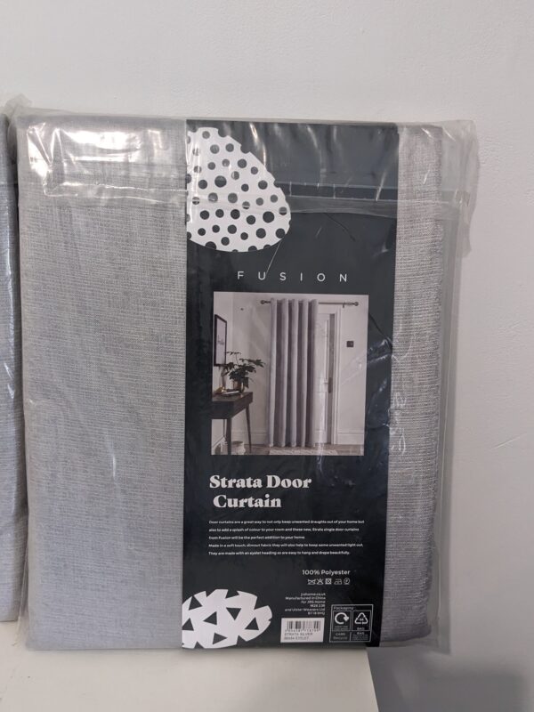 2X Fusion STRATA Silver Eyelet Door Curtains – 168×213cm – Dim-Out Panels – RRP £50+ - Image 4