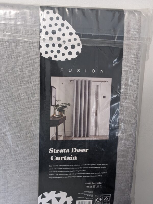 2X Fusion STRATA Silver Eyelet Door Curtains – 168×213cm – Dim-Out Panels – RRP £50+ - Image 2
