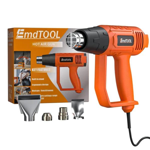 High Power Heat Gun, Dual Temp Control, 4 Nozzles for DIY, Shrink Tube, PVC, Overload Protection, Fast Heating Hot Air Gun - Image 7