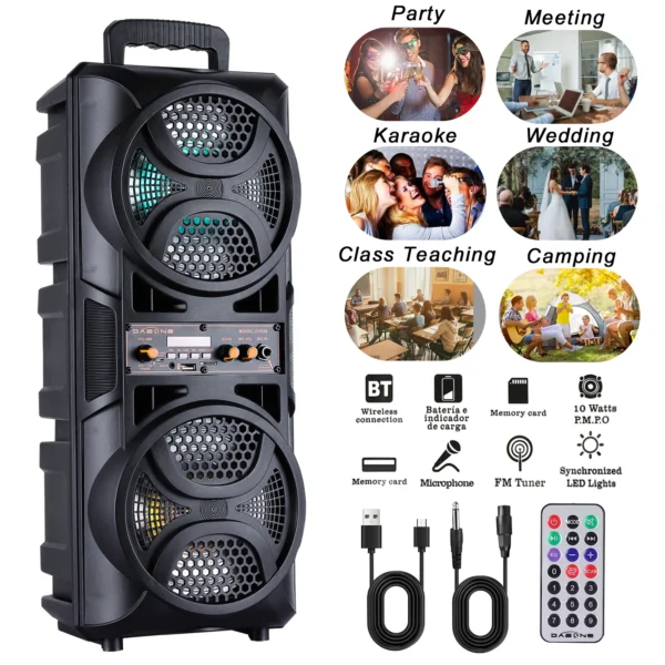 3000W Portable Bluetooth Speaker Subwoofer Heavy Bass Sound System DJ Party Home Outdoor Speakers & Microphone Remote LED Light - Image 2
