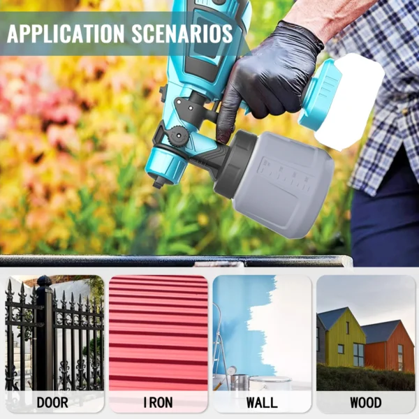 Cordless Paint Sprayer for Makita 18V 2pcs Battery Mini Paint Sprayer 1000ml Tank for Walls Ceilings, Fence, Wood - Image 2