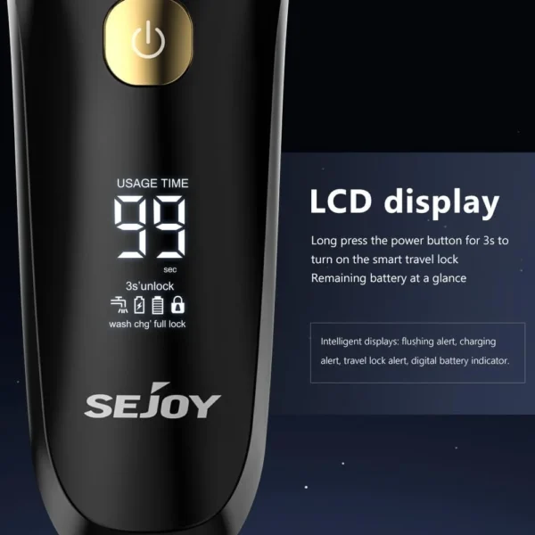 Sejoy Electric Razor for Men Foil Shaver with 3-Blade Edge Shaving Area, 7500 RPM High Speed Motor Digital Power Display Mens El - Image 3