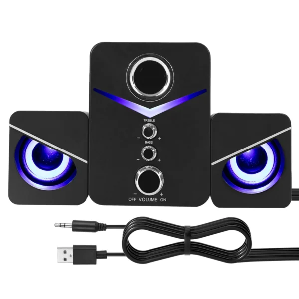 Stereo PC Speakers with Subwoofer – USB Wired, RGB Lights, 3.5mm Jack for Desktop & Laptop - Image 7