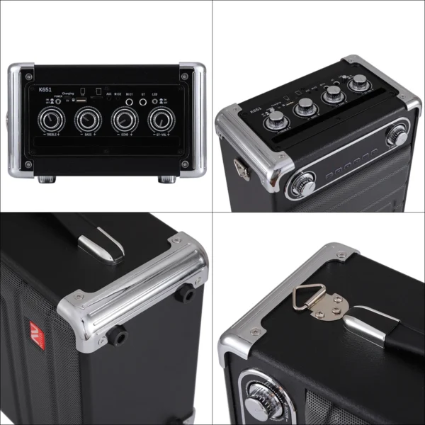 6.5in 5400MAH Portable Bluetooth Speaker Party Karaoke Machine With 2 Microphones - Image 6