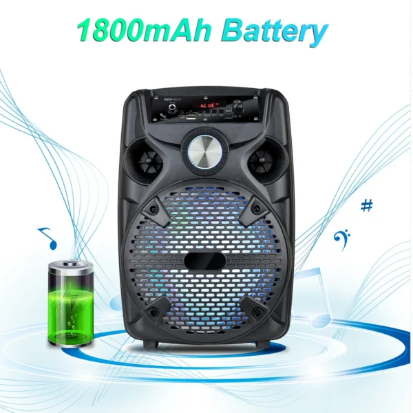 1000W Portable FM Bluetooth Speaker 8'' Subwoofer Loud Stereo Sound System With Stand LED Light & Microphone - Image 2