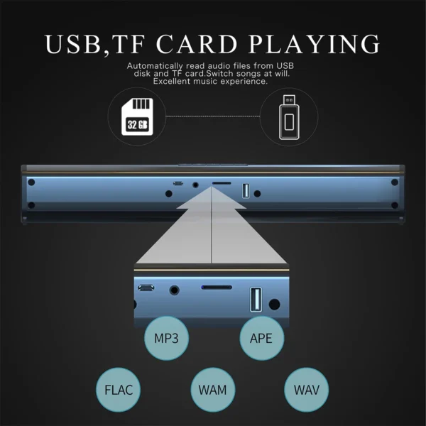 10W Bluetooth Soundbar – For TV, PC, Gaming | AUX, FM, TWS, SD Card Support - Image 5