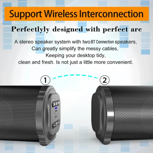 Wireless Bluetooth TV Soundbar with Subwoofer – 20W Home Theater Speaker - Image 4