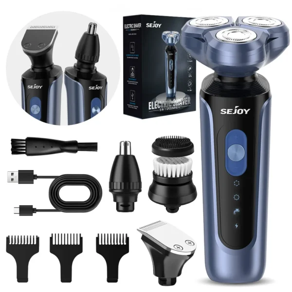 Sejoy Electric Razor for Men Foil Shaver with 3-Blade Edge Shaving Area, 7500 RPM High Speed Motor Digital Power Display Mens El - Image 11