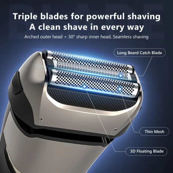 Sejoy Electric Razor for Men Foil Shaver with 3-Blade Edge Shaving Area, 7500 RPM High Speed Motor Digital Power Display Mens El - Image 2