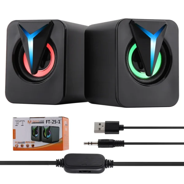 USB Wired Computer Speakers PC Sound Box HIFI Stereo 3.5mm Jack with RGB LED Light Game Speaker For Desktop Computer - Image 7