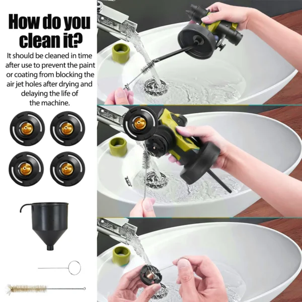 Paint Sprayer Cordless Compatible with DeWalt 18v Battery Powered HVLP Power Spray Gun XR UK(Tool Only) - Image 6