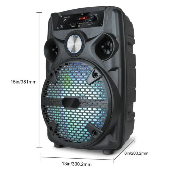 1000W Portable FM Bluetooth Speaker 8'' Subwoofer Loud Stereo Sound System With Stand LED Light & Microphone - Image 6