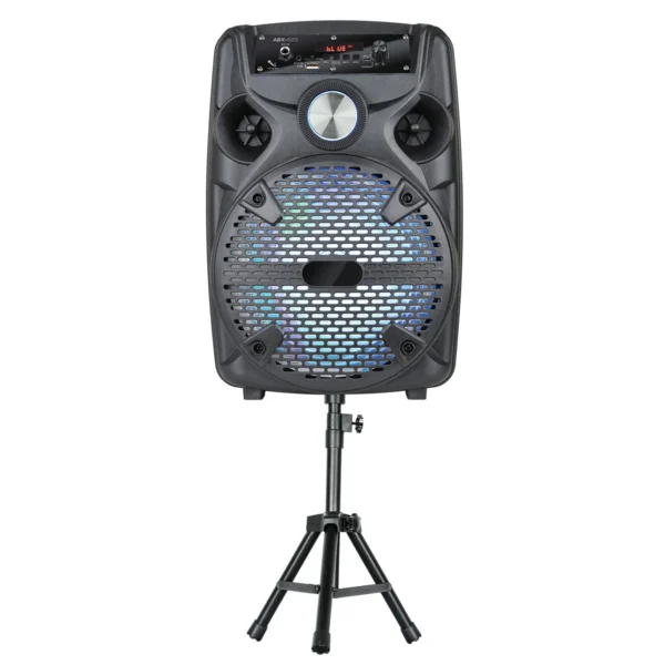 Portable FM Speaker System 8'' Subwoofer Party Speaker Loud Surround Sound Bluetooth Speakers with Tripod Stand Mic Remote LED - Image 4