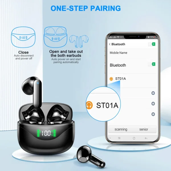 Wireless Earbuds, Bluetooth 5.3 Headphones Built in Noise Cancelling Mic, 36H Playtime LED Display - Image 7
