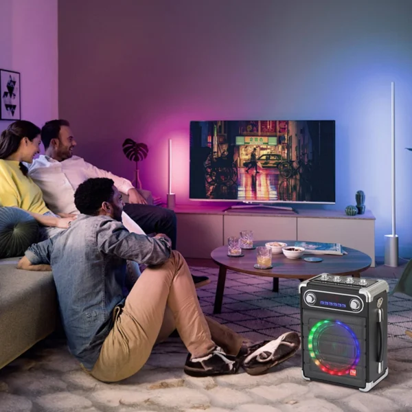6.5in 5400MAH Portable Bluetooth Speaker Party Karaoke Machine With 2 Microphones - Image 4