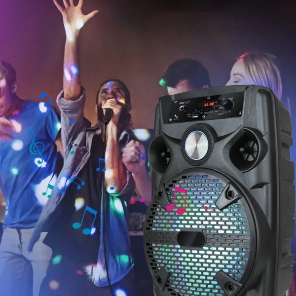 1000W Portable FM Bluetooth Speaker 8'' Subwoofer Loud Stereo Sound System With Stand LED Light & Microphone - Image 4