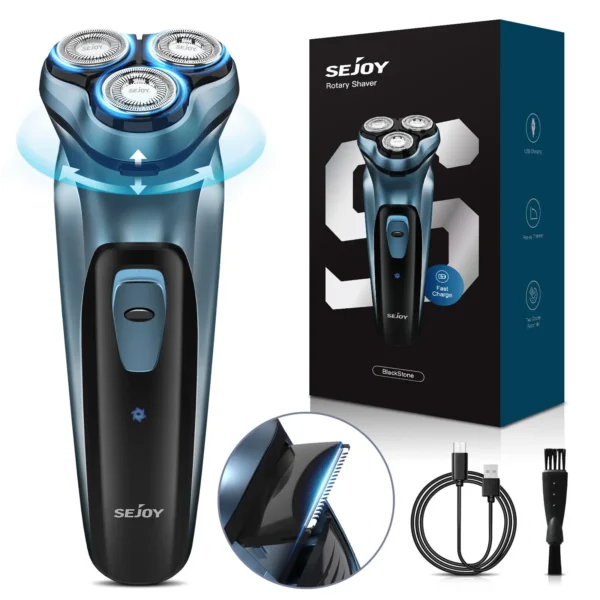 Sejoy Electric Razor for Men Foil Shaver with 3-Blade Edge Shaving Area, 7500 RPM High Speed Motor Digital Power Display Mens El - Image 8