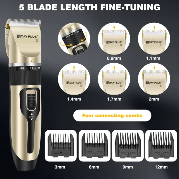 Professional Hair Trimmer, All-in-1 Body Hair Trimmer, Cordless Precision Trimmer, 90 Minutes Ultrasonic Sharp Blade for Men, Ki - Image 3