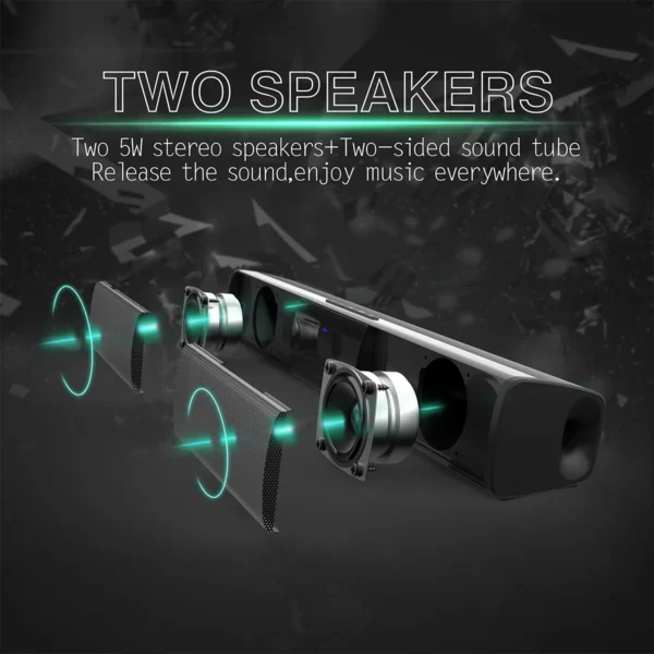 TV Soundbar Bluetooth Speaker – 3D Surround Home Theater System with Wireless/Wired Modes, FM, AUX & TWS - Image 3