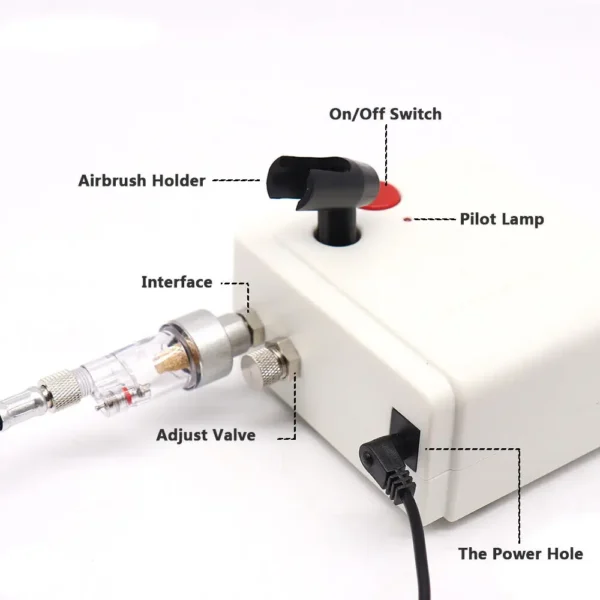 Mini Airbrush Compressor Kit – Dual Action 0.3mm Spray Gun - Image 3