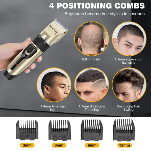 Professional Hair Trimmer, All-in-1 Body Hair Trimmer, Cordless Precision Trimmer, 90 Minutes Ultrasonic Sharp Blade for Men, Ki - Image 4