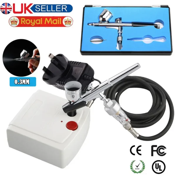 Mini Airbrush Compressor Kit – Dual Action 0.3mm Spray Gun - Image 7