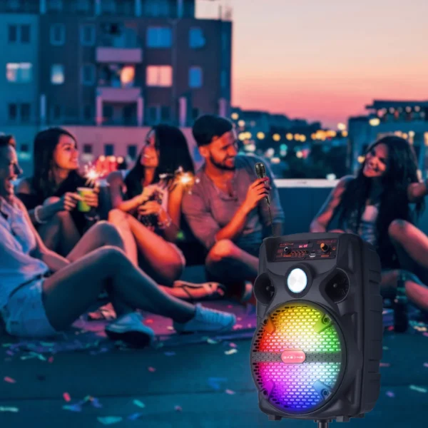 1000W Portable Bluetooth Party Speaker – 8" Subwoofer, LED Lights, Mic - Image 4