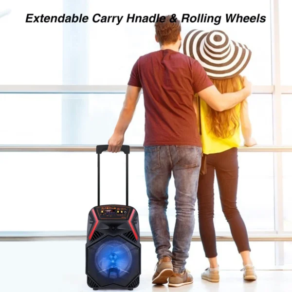 8” Portable Wireless PA Bluetooth Speaker – LED Subwoofer with Mic, - Image 2