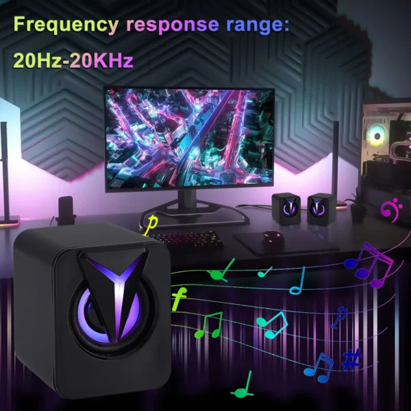 USB Wired Computer Speakers PC Sound Box HIFI Stereo 3.5mm Jack with RGB LED Light Game Speaker For Desktop Computer - Image 3